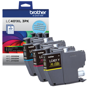 BROTHER LC401XL3PKS Color 3-Pack Original Inkjet Cartridge - Cartouches Certifiées
