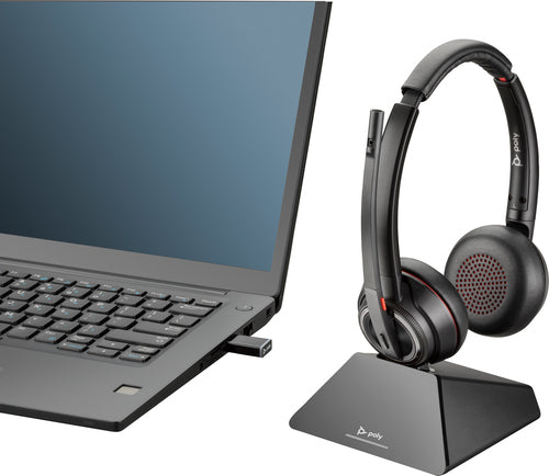 HP Poly Savi 8220 UC DECT 1920-1930 MHz USB-A Headset Sans fil Arceau Bureau/Centre d'appels Bluetooth Socle de chargement Noir - Image 2