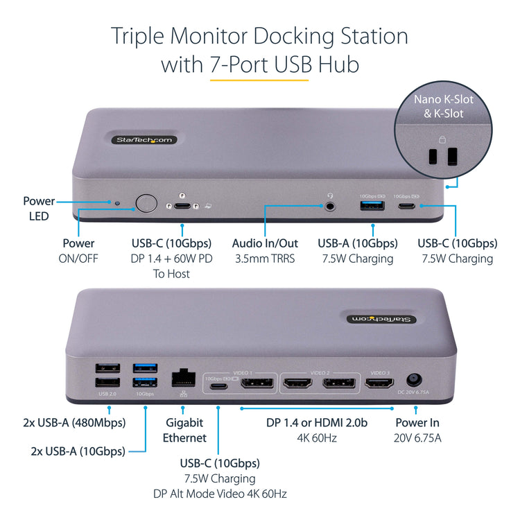 StarTech.com DK31C3MNCR station d'accueil Avec fil USB 3.2 Gen 2 (3.1 Gen 2) Type-C Gris - Image 13
