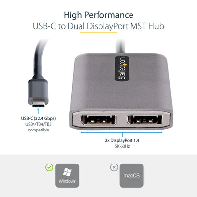 StarTech.com MST14CD122DP adaptateur graphique USB 4096 x 2160 pixels Gris - Image 11