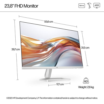 HP Series 5 23.8 inch FHD White Monitor - 524sw écran plat de PC 60,5 cm (23.8") 1920 x 1080 pixels LCD Argent - Image 5
