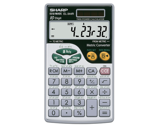 SHARP EL344R Large 10-digits Metric Conversion Calculator