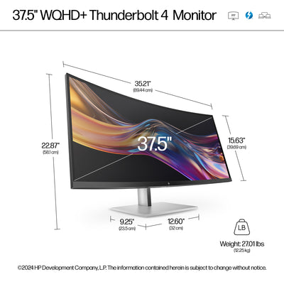 HP Series 7 Pro 37.5 inch WQHD+ Thunderbolt 4 Monitor - 738pu écran plat de PC 95,2 cm (37.5") 3840 x 1600 pixels Wide Quad HD+ LCD Noir - Image 5