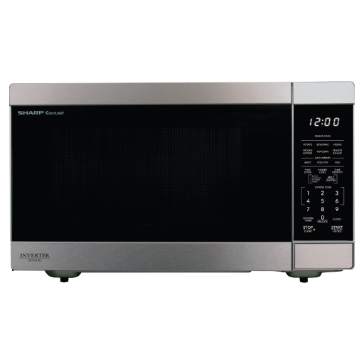 SHARP Carousel® Countertop Microwave Oven with Inverter Technology 1.6 cu. ft. 1100W Stainless Steel (SMC1664KSC)