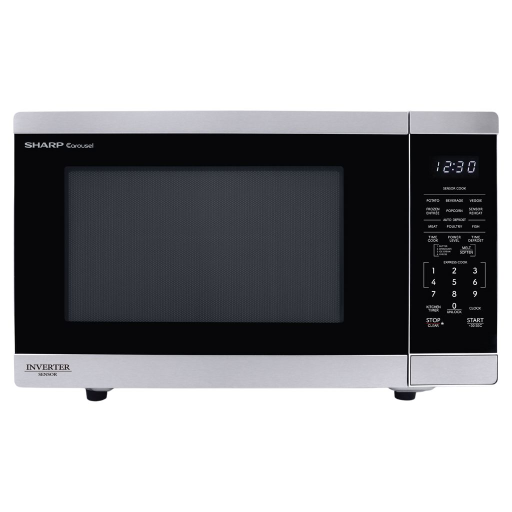 SHARP Carousel® Countertop Microwave Oven with Inverter Technology 1.4 cu. ft. 1100W Stainless Steel (SMC1464KSC)
