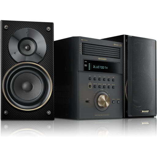 SHARP Limited Edition 5-Disc Bluetooth Speaker Audio System with USB, AM/FM, and Champagne Gold/Carbon Fiber Finish (XL-BH250GL)