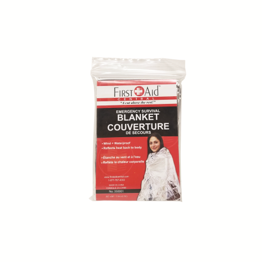 FIRST AID CENTRAL Emergency Aluminum Blanket, Gray, Mylar, 52"x84" (350001)