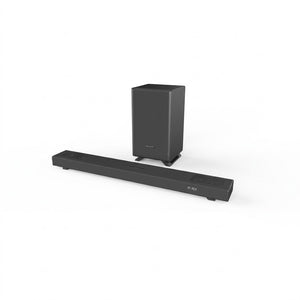 SHARP HT-SBW53121 Q-Series 3.1.2 soundbar with wireless subwoofer on a clean white background.