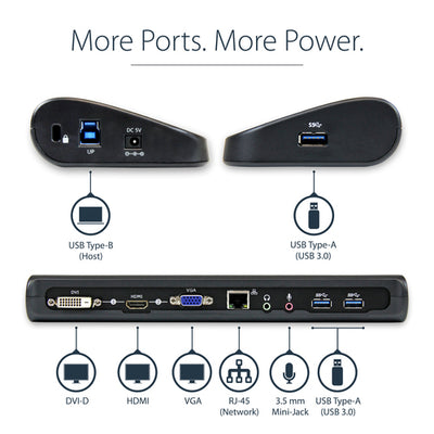 StarTech.com USB3SDOCKHDV station d'accueil Avec fil USB 3.2 Gen 1 (3.1 Gen 1) Type-B Noir - Image 9
