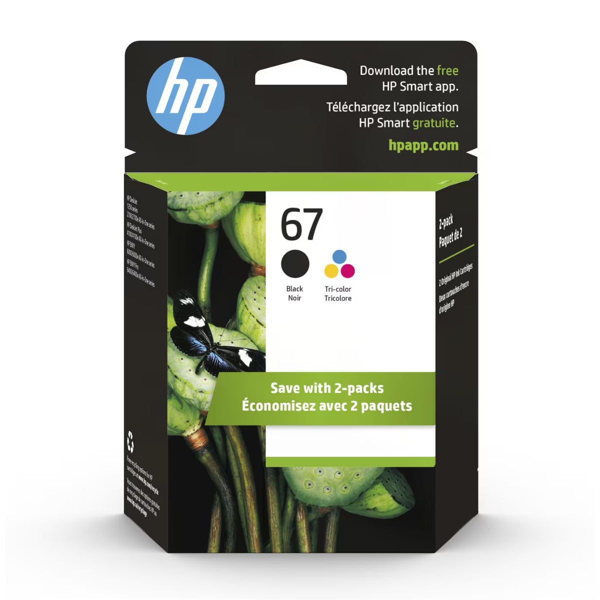 HP 67 (3YP29AN) 2 Pack Black And Color Original Inkjet Cartridge - Cartouches Certifiées