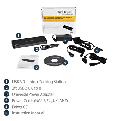 StarTech.com USB3DOCKHDPC station d'accueil Avec fil USB 3.2 Gen 1 (3.1 Gen 1) Type-B Noir - Image 14