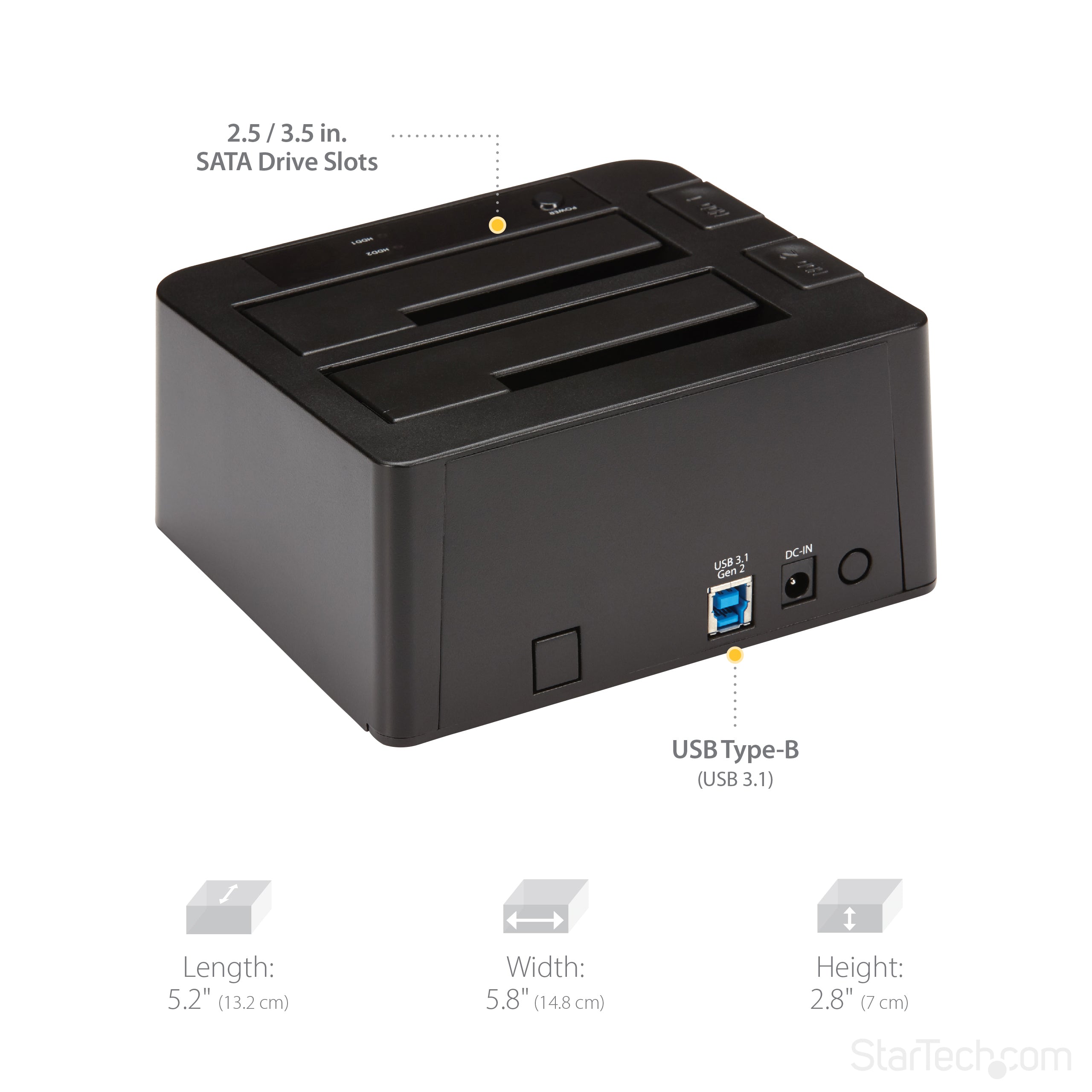 StarTech.com SDOCK2U313 Station d'accueil de disques de stockage USB 3.2 Gen 2 (3.1 Gen 2) Type micro-B Noir - Image 11