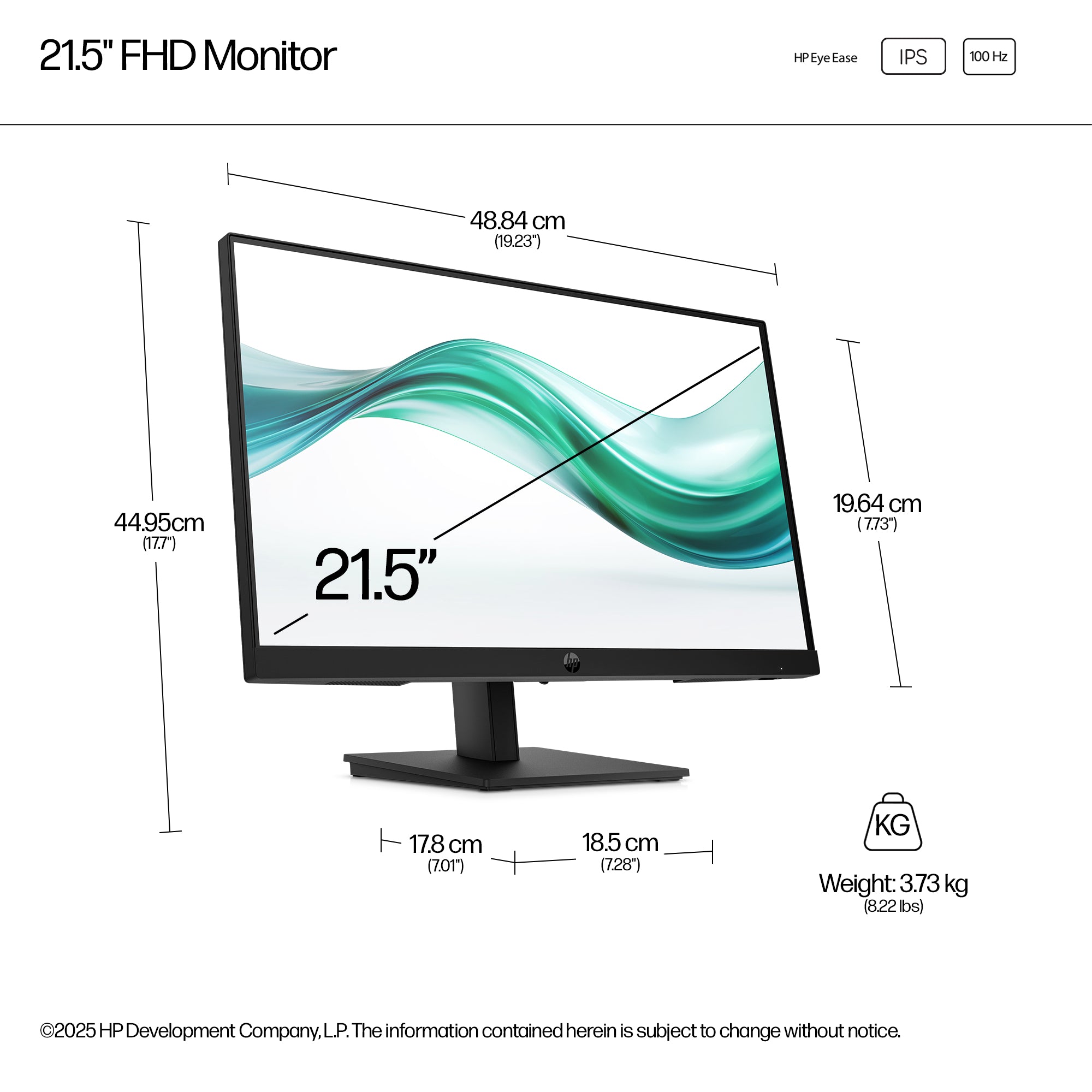 HP Series 3 Pro 21.5 inch FHD Monitor - 322ph écran plat de PC 54,6 cm (21.5") 1920 x 1080 pixels Full HD LCD Noir - Image 8