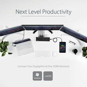 StarTech.com USB3DOCKH2DP station d'accueil Avec fil USB 3.2 Gen 1 (3.1 Gen 1) Type-A Noir, Argent - Image 11