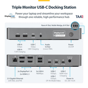 StarTech.com DK30C2DPEPRN station d'accueil Avec fil USB 3.2 Gen 2 (3.1 Gen 2) Type-C Gris - Image 3