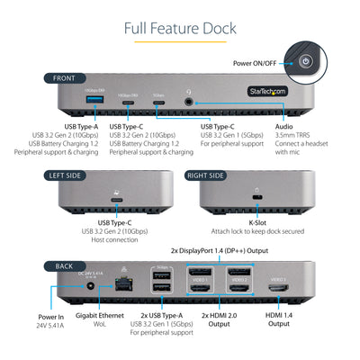 StarTech.com 116N-USBC-DOCK station d'accueil Avec fil USB 3.2 Gen 2 (3.1 Gen 2) Type-C Gris - Image 11
