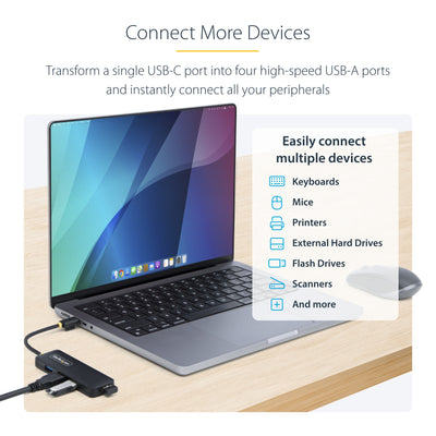 StarTech.com H5C4A-USB-HUB hub & concentrateur USB 3.2 Gen 1 (3.1 Gen 1) Type-C 5000 Mbit/s Noir - Image 12