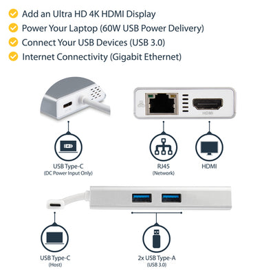 StarTech.com DKT30CHPDW station d'accueil Avec fil USB 3.2 Gen 1 (3.1 Gen 1) Type-C Argent, Blanc - Image 9