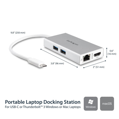 StarTech.com DKT30CHPDW station d'accueil Avec fil USB 3.2 Gen 1 (3.1 Gen 1) Type-C Argent, Blanc - Image 2