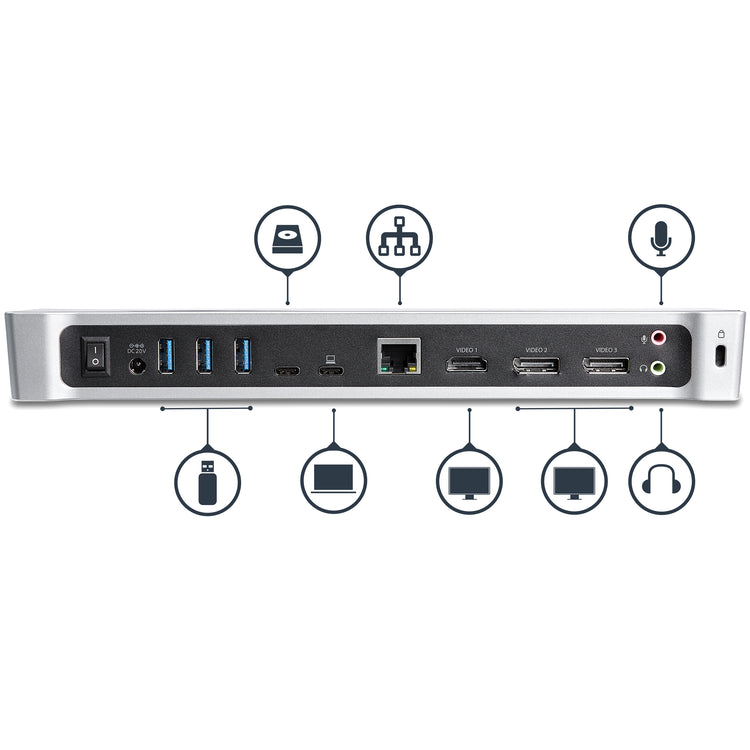 StarTech.com DK30CH2DPPD station d'accueil Avec fil USB 3.2 Gen 1 (3.1 Gen 1) Type-C Noir, Argent - Image 2