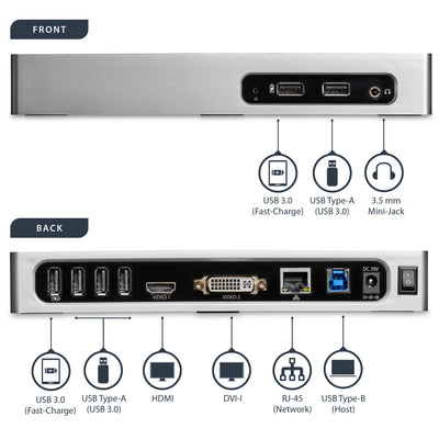 StarTech.com DK30ADD station d'accueil Avec fil USB 3.2 Gen 1 (3.1 Gen 1) Type-B Noir, Argent - Image 12