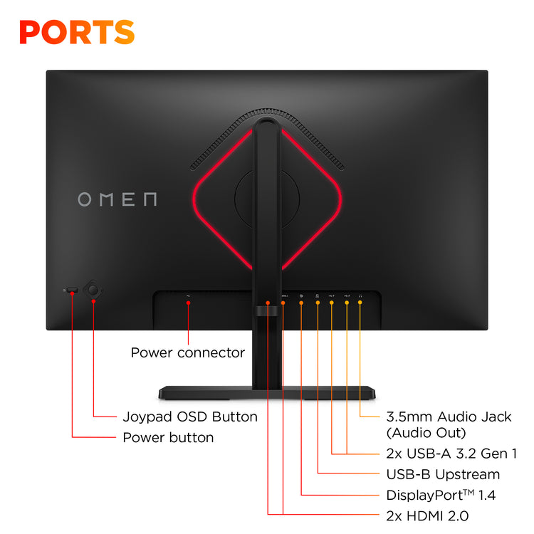HP OMEN 24.5inch FHD 360Hz Gaming Monitor - OMEN 25 écran plat de PC 62,2 cm (24.5") 1920 x 1080 pixels Full HD LCD - Image 5
