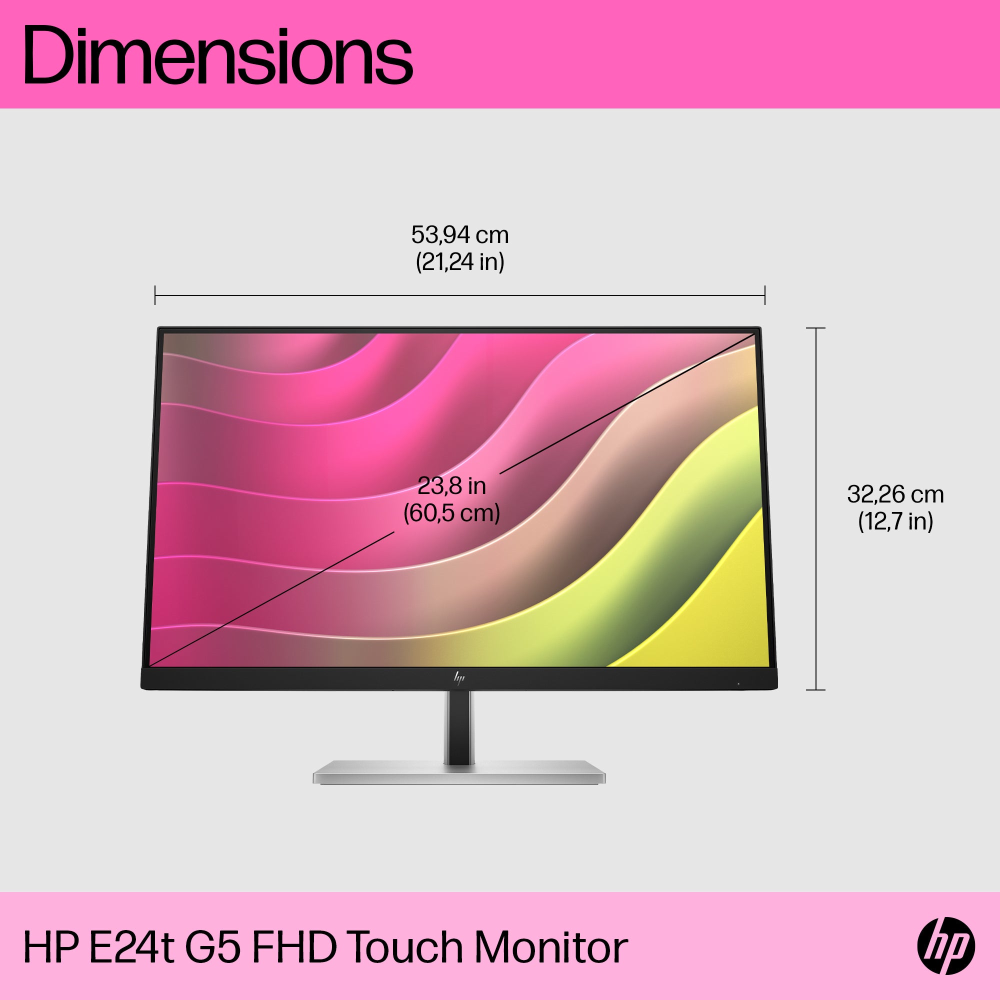 HP E24t G5 FHD Touch Monitor écran plat de PC 60,5 cm (23.8") 1920 x 1080 pixels Full HD LCD Noir - Image 5