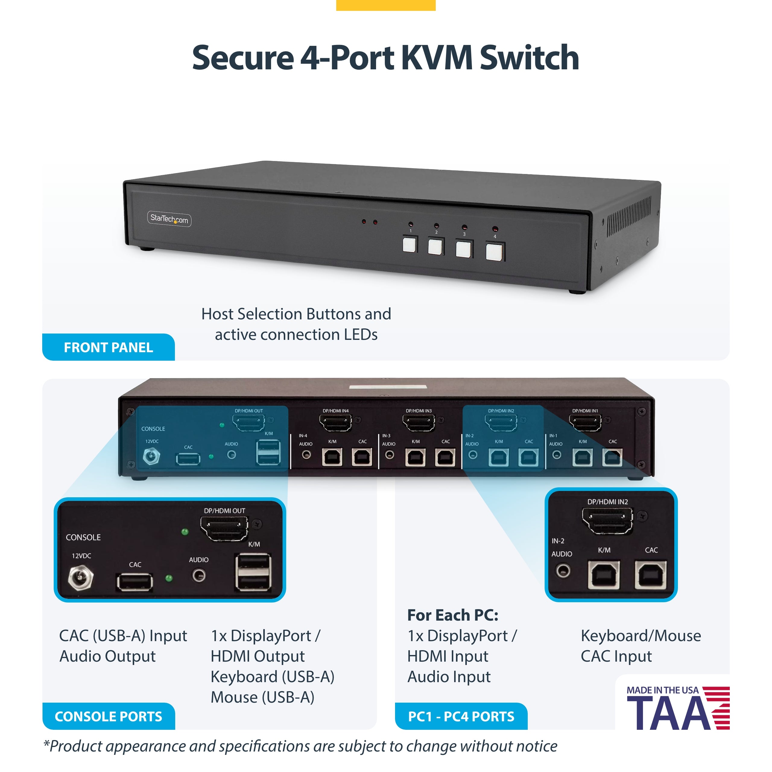 StarTech.com CK4-HP104C commutateur écran, clavier et souris Noir - Image 4