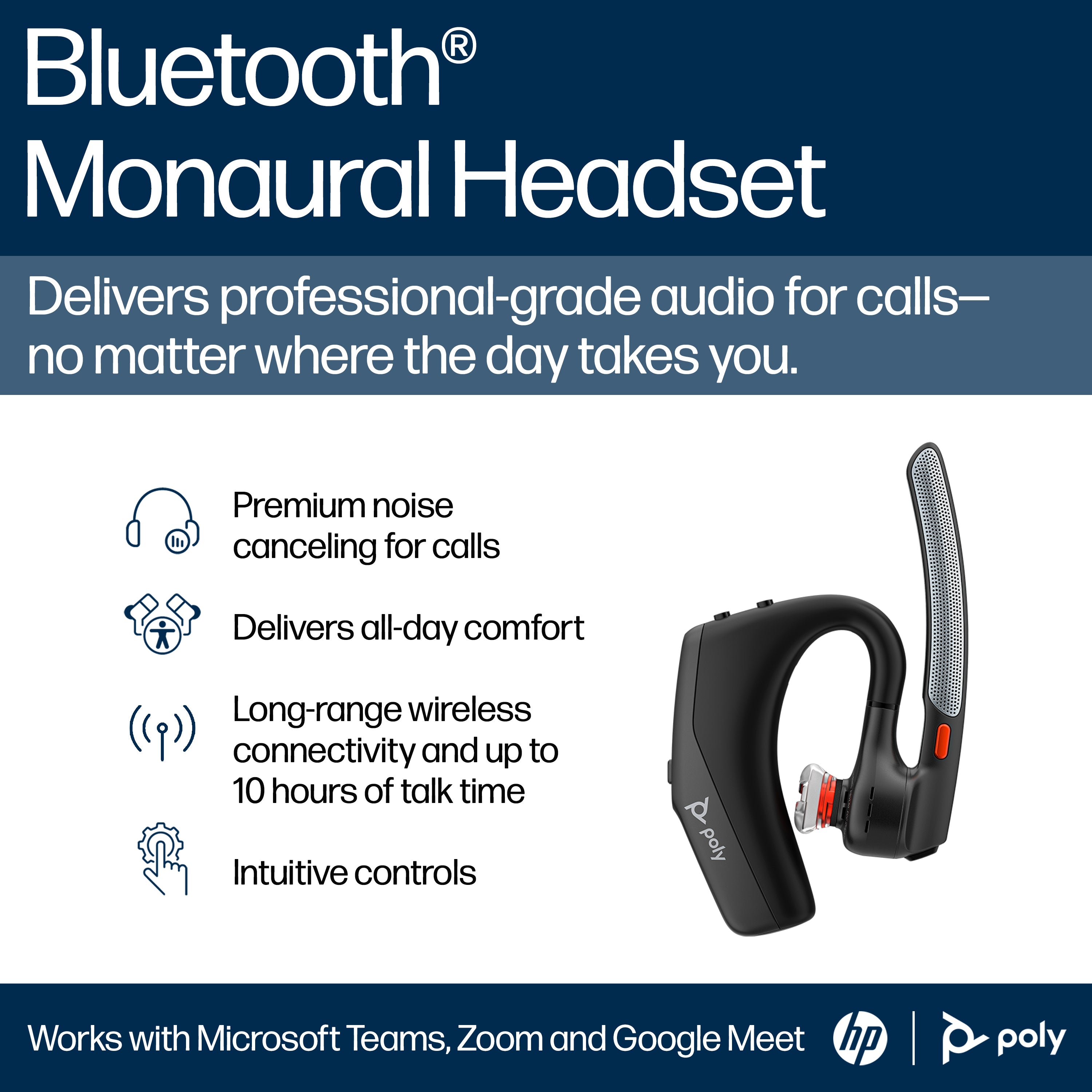 HP Poly Voyager Legend 30 Headset Sans fil Ecouteurs Appels/Musique Bluetooth Noir - Image 4