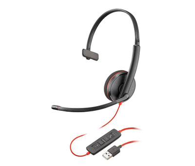 Poly Blackwire 3210 Monaural USB-A Headset Avec fil Arceau Bureau/Centre d'appels USB Type-A Noir