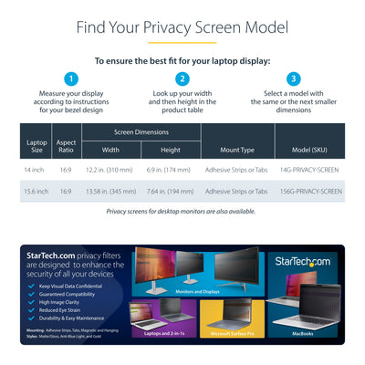 StarTech.com 14G-PRIVACY-SCREEN filtre anti-reflets pour écran et filtre de confidentialité 35,6 cm (14") Ordinateur portable Filtre de confidentialité sans bords pour ordinateur - Image 11