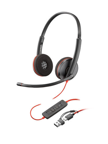 Poly Blackwire 3220 Stereo USB-C Headset +USB-C/A Adapter Avec fil Arceau Business/Everyday USB Type-C Noir - Image 1