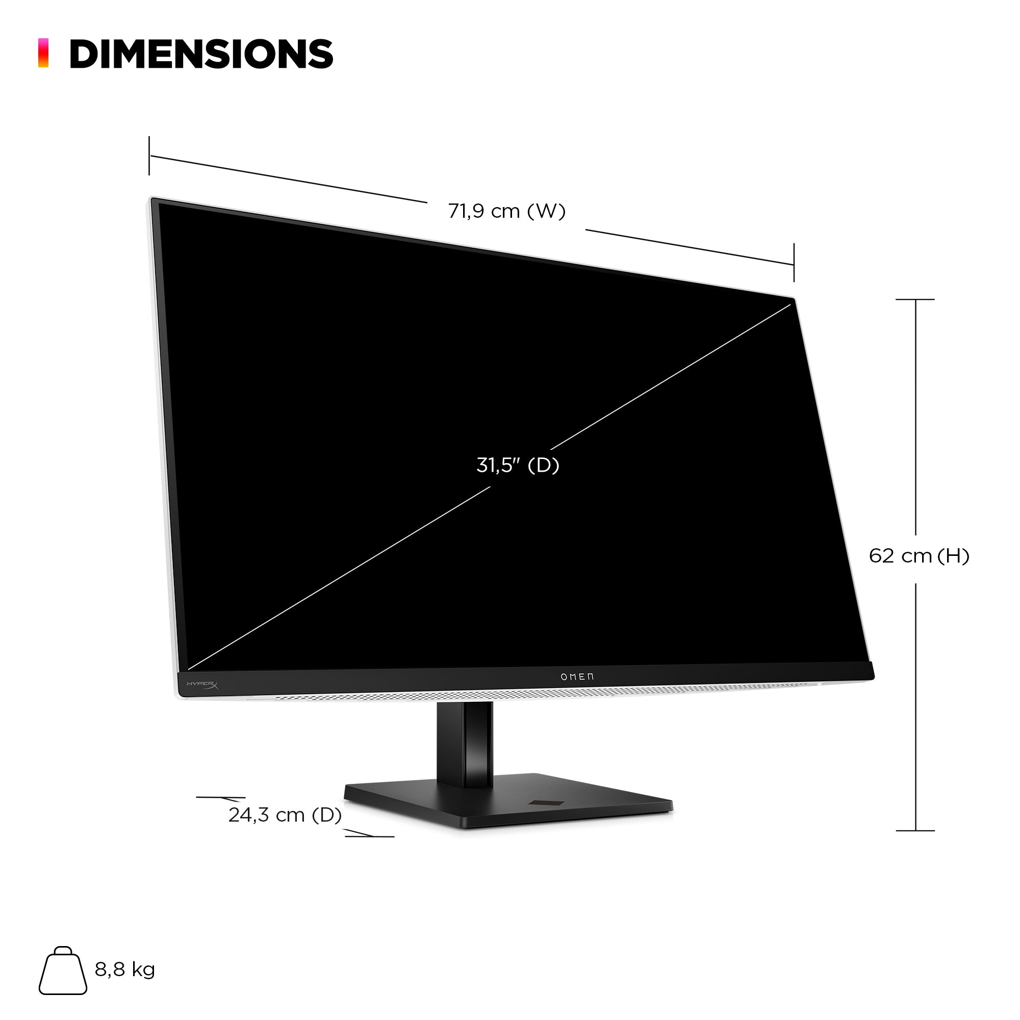 HP OMEN Transcend 31.5 inch UHD 240Hz OLED Gaming Monitor - Transcend 32 écran plat de PC 80 cm (31.5") 3840 x 2160 pixels 4K Ultra HD Blanc - Image 7