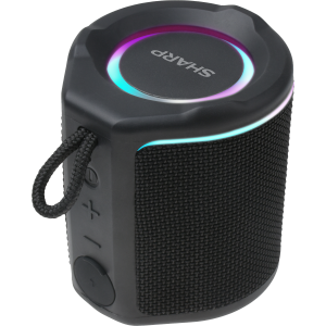 Sharp GX-BT190-BK Enceintes Bluetooth Ultra-Portables – Étanche et Anti-poussière IP67, Batterie de 15 heures, Éclairage d'Ambiance LED – Noir