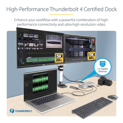 StarTech.com 132N-TB4USB4DOCK station d'accueil Avec fil Thunderbolt 4 Gris - Image 10