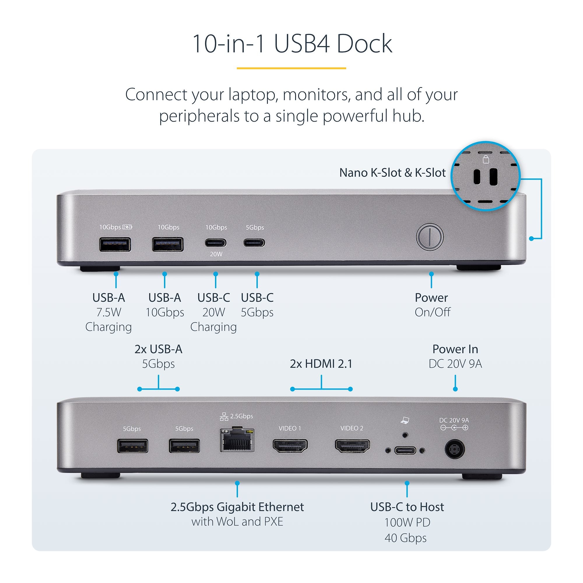 StarTech.com 155NA-USB4-DOCK station d'accueil Avec fil Argent - Image 3