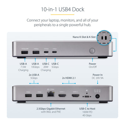 StarTech.com 155NA-USB4-DOCK station d'accueil Avec fil Argent - Image 3