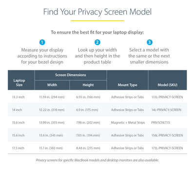 StarTech.com 133L-PRIVACY-SCREEN filtre anti-reflets pour écran et filtre de confidentialité 33,8 cm (13.3") Ordinateur portable Filtre de confidentialité sans bords pour ordinateur - Image 12