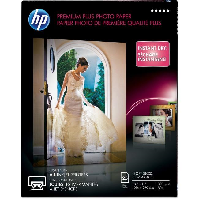 HP Premium Plus Papier Photo Semi-brillant 8,5 x 11 po, 25 feuilles