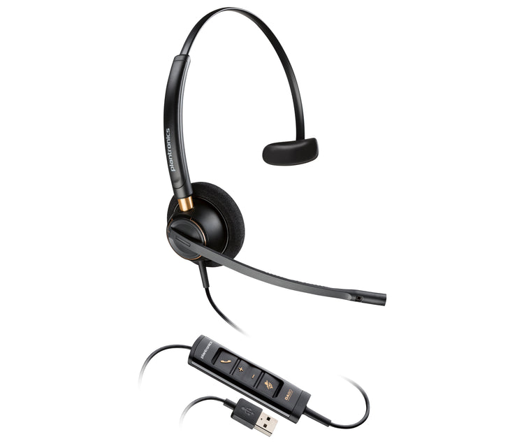 Poly EncorePro 515 Microsoft Teams Certified Monoaural with USB-A Headset Avec fil Arceau Appels/Musique Noir - Image 1