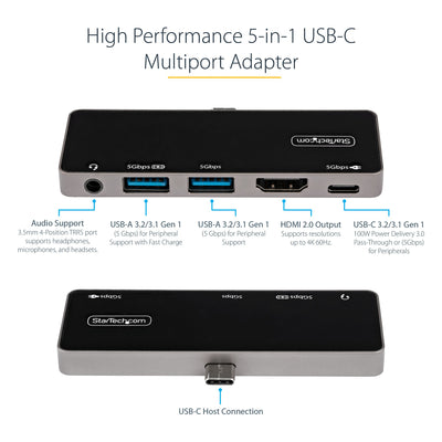 StarTech.com DKT30ICHPD station d'accueil Avec fil USB 3.2 Gen 1 (3.1 Gen 1) Type-C Noir, Argent - Image 6