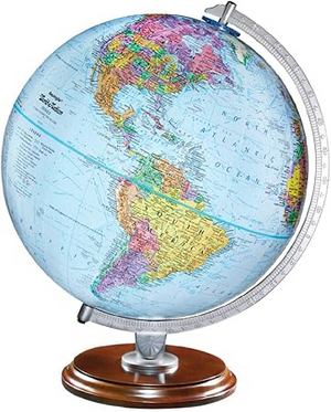 Globe de bureau Replogle pour étudiant, diamètre 12"/30 cm, océan bleu, avec monture en métal et demi-méridien (anglais)