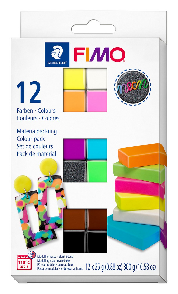 Kit Pâte à modeler Fimo Effect Néon - Pack de 12 couleurs