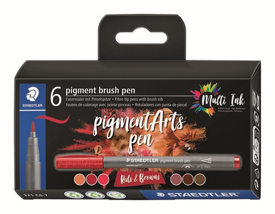 Stylos Pinceaux Pigmentés Rouges et Bruns 6 Pièces