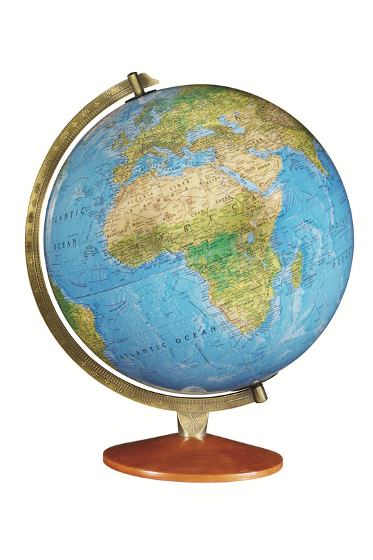 Odessa 12"/30Cm Diameter Blue Ocean Illuminated Desk Globe (English)