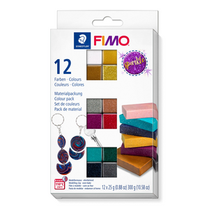 Kit Pâte à Modeler Fimo Effect Pailleté 12 Couleurs