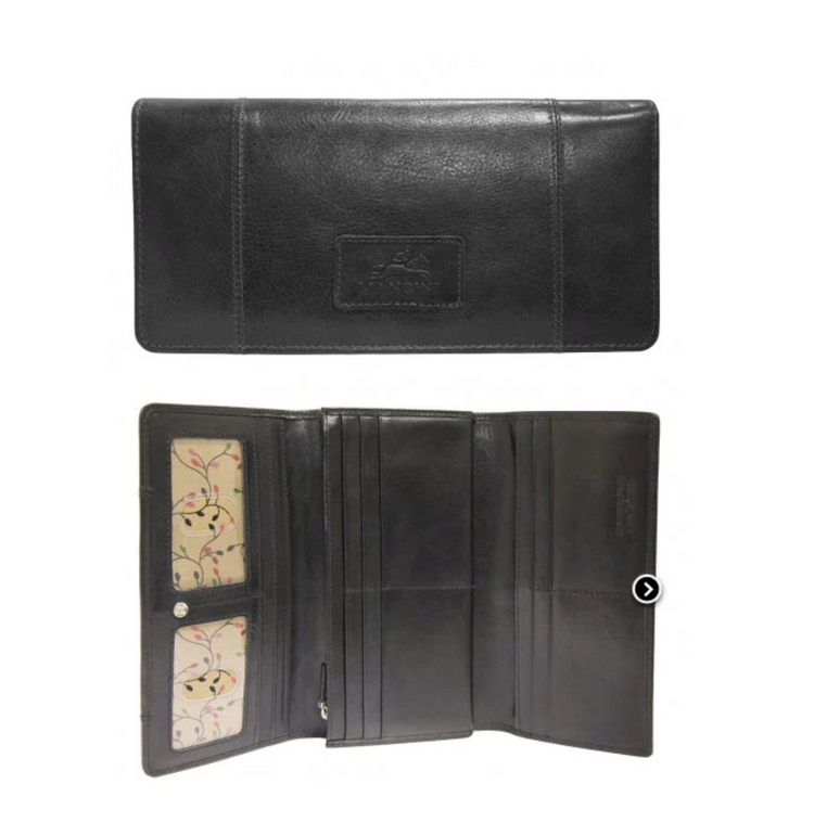 Portefeuille à trois volets Casablanca pour femme, Sécurisé RFID, Noir