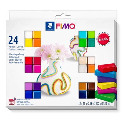 Kit de Pâte à Modeler Fimo Soft Couleurs de Base, Lot de 24 Couleurs
