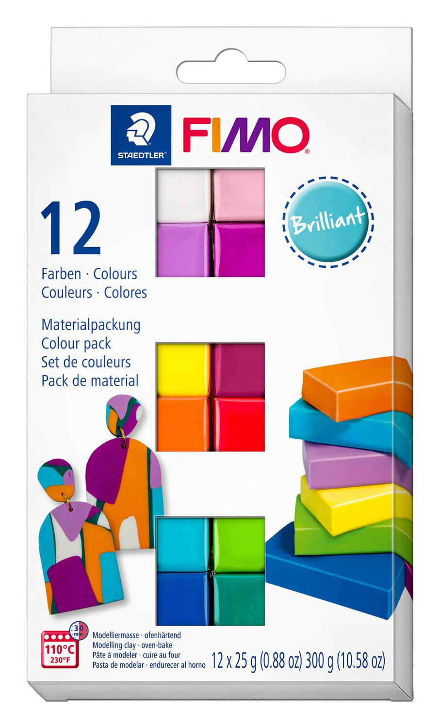 Kit Pâte à Modeler Fimo Soft Couleurs Brillantes - Lot de 12 Couleurs