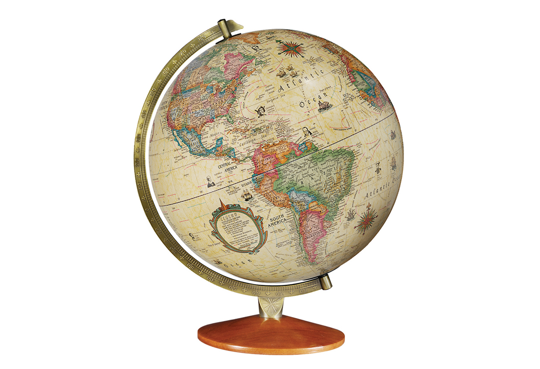 Globe de Bureau Lumineux Odessa Océan Antique de 12 po/30 cm de Diamètre